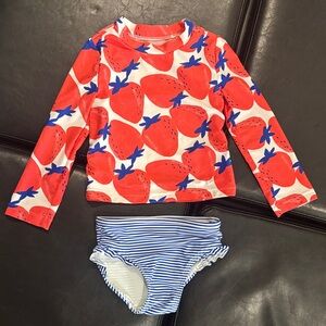 Vibrant Strawberry Print Kids Rashguard Set